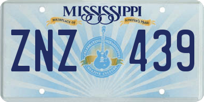 MS license plate ZNZ439