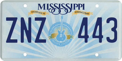 MS license plate ZNZ443