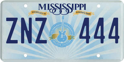MS license plate ZNZ444