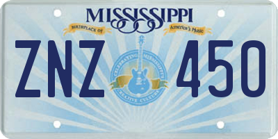 MS license plate ZNZ450