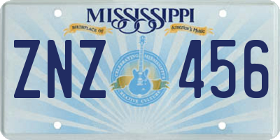 MS license plate ZNZ456