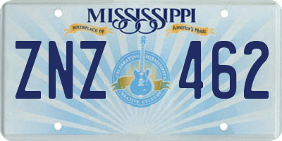 MS license plate ZNZ462