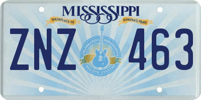 MS license plate ZNZ463
