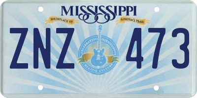 MS license plate ZNZ473