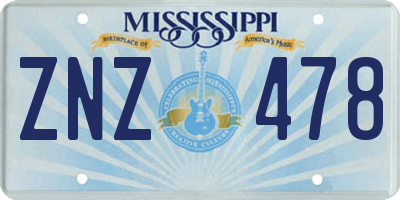 MS license plate ZNZ478