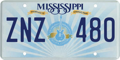 MS license plate ZNZ480