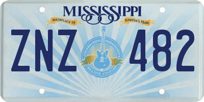 MS license plate ZNZ482