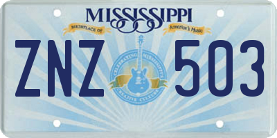 MS license plate ZNZ503