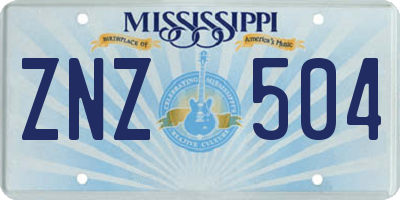 MS license plate ZNZ504