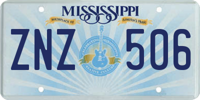 MS license plate ZNZ506