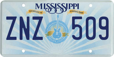 MS license plate ZNZ509