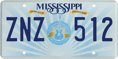 MS license plate ZNZ512