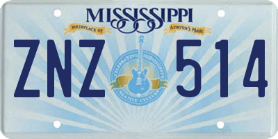 MS license plate ZNZ514