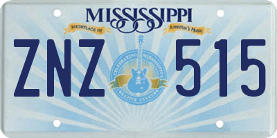 MS license plate ZNZ515
