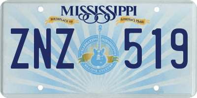 MS license plate ZNZ519