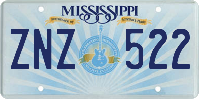 MS license plate ZNZ522