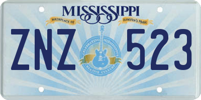 MS license plate ZNZ523