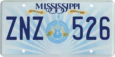 MS license plate ZNZ526