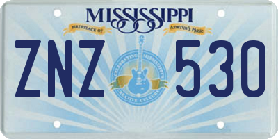 MS license plate ZNZ530