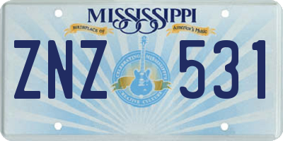 MS license plate ZNZ531