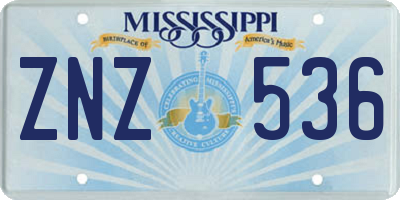 MS license plate ZNZ536