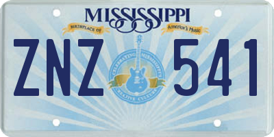 MS license plate ZNZ541