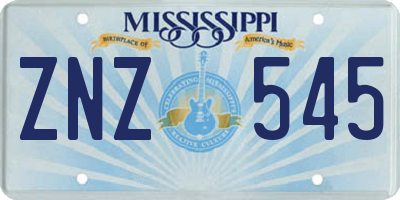 MS license plate ZNZ545