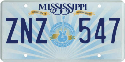 MS license plate ZNZ547