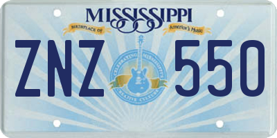 MS license plate ZNZ550