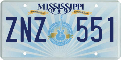 MS license plate ZNZ551