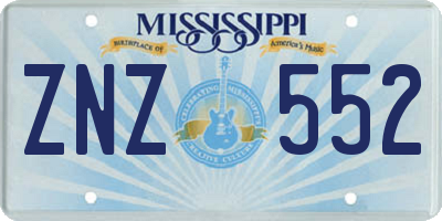 MS license plate ZNZ552
