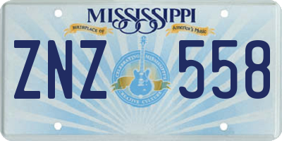 MS license plate ZNZ558