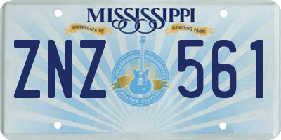 MS license plate ZNZ561