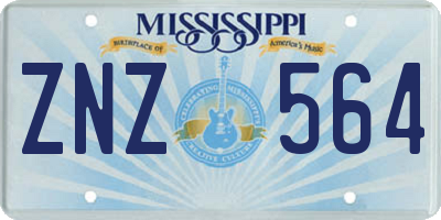 MS license plate ZNZ564
