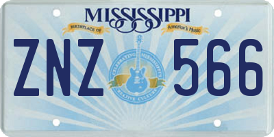 MS license plate ZNZ566