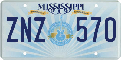 MS license plate ZNZ570