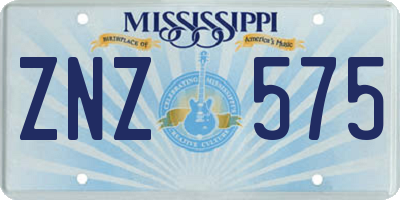 MS license plate ZNZ575