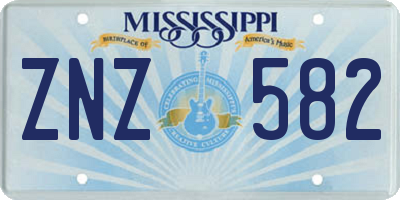 MS license plate ZNZ582