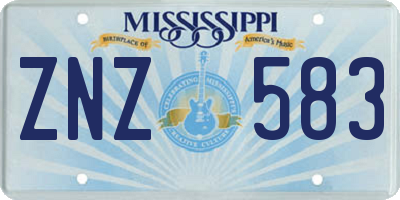 MS license plate ZNZ583