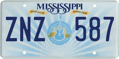 MS license plate ZNZ587