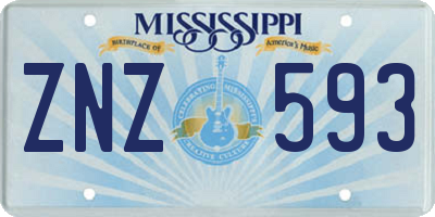 MS license plate ZNZ593