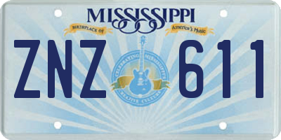 MS license plate ZNZ611