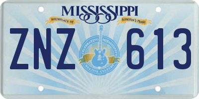 MS license plate ZNZ613