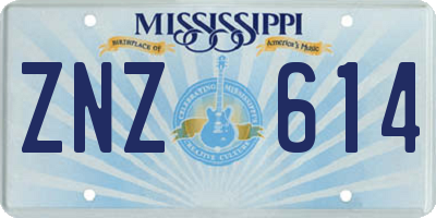 MS license plate ZNZ614