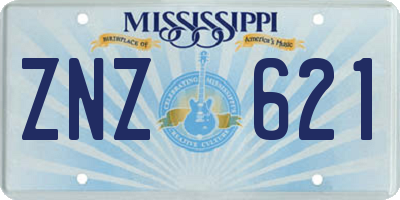 MS license plate ZNZ621