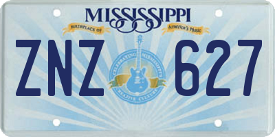 MS license plate ZNZ627