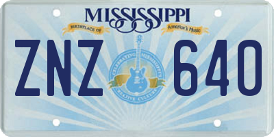 MS license plate ZNZ640