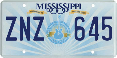 MS license plate ZNZ645