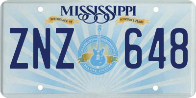 MS license plate ZNZ648