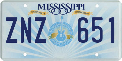 MS license plate ZNZ651